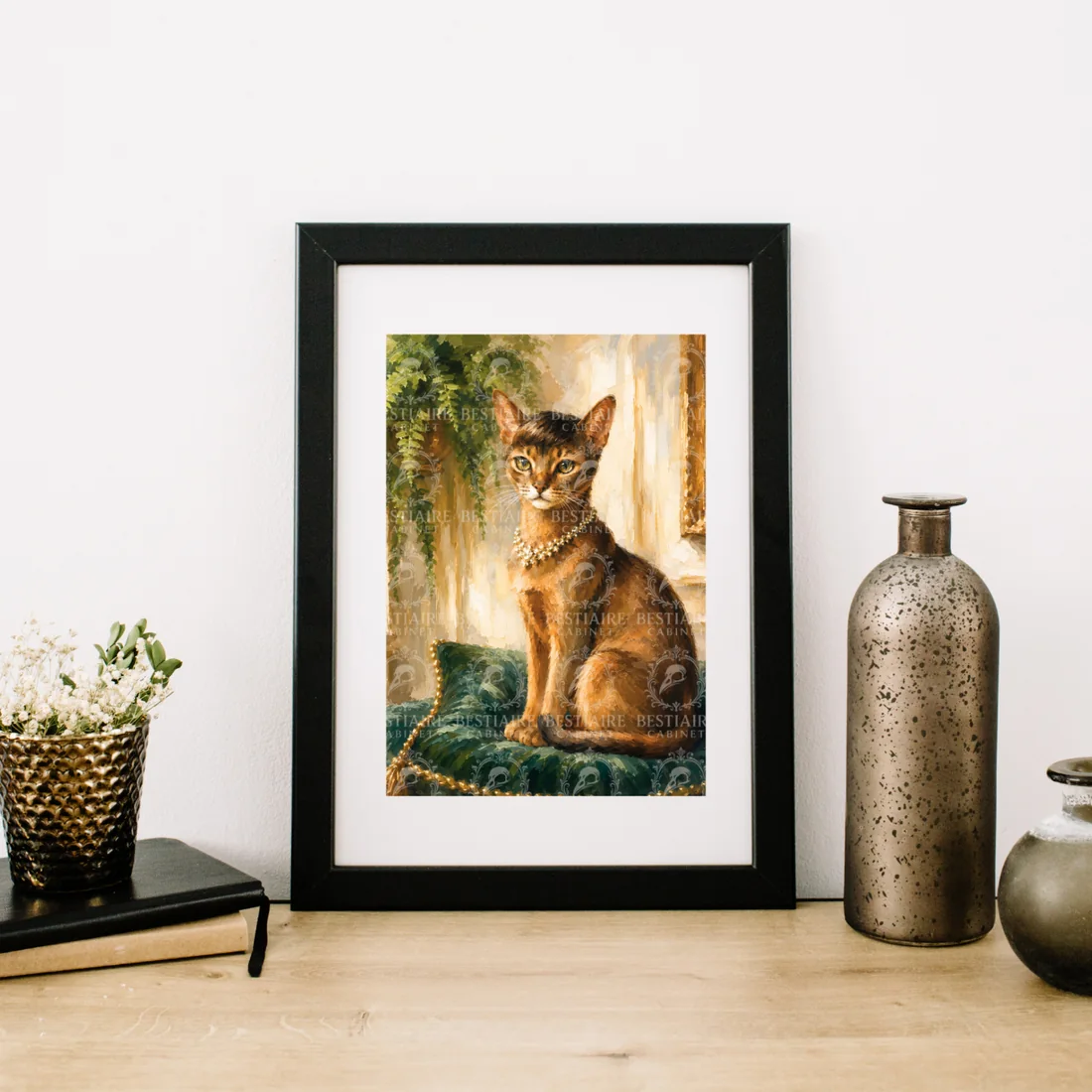 Framed elegant cat portrait