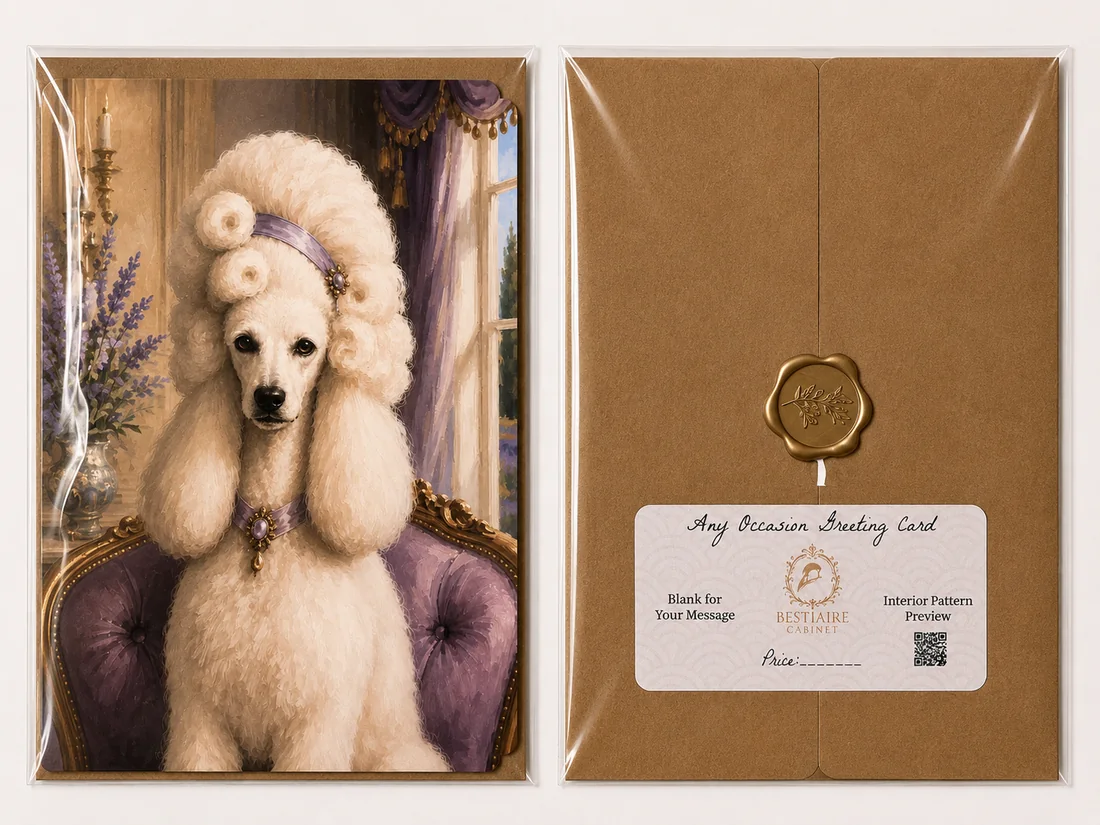 Poodle greeting card with kraft envelope