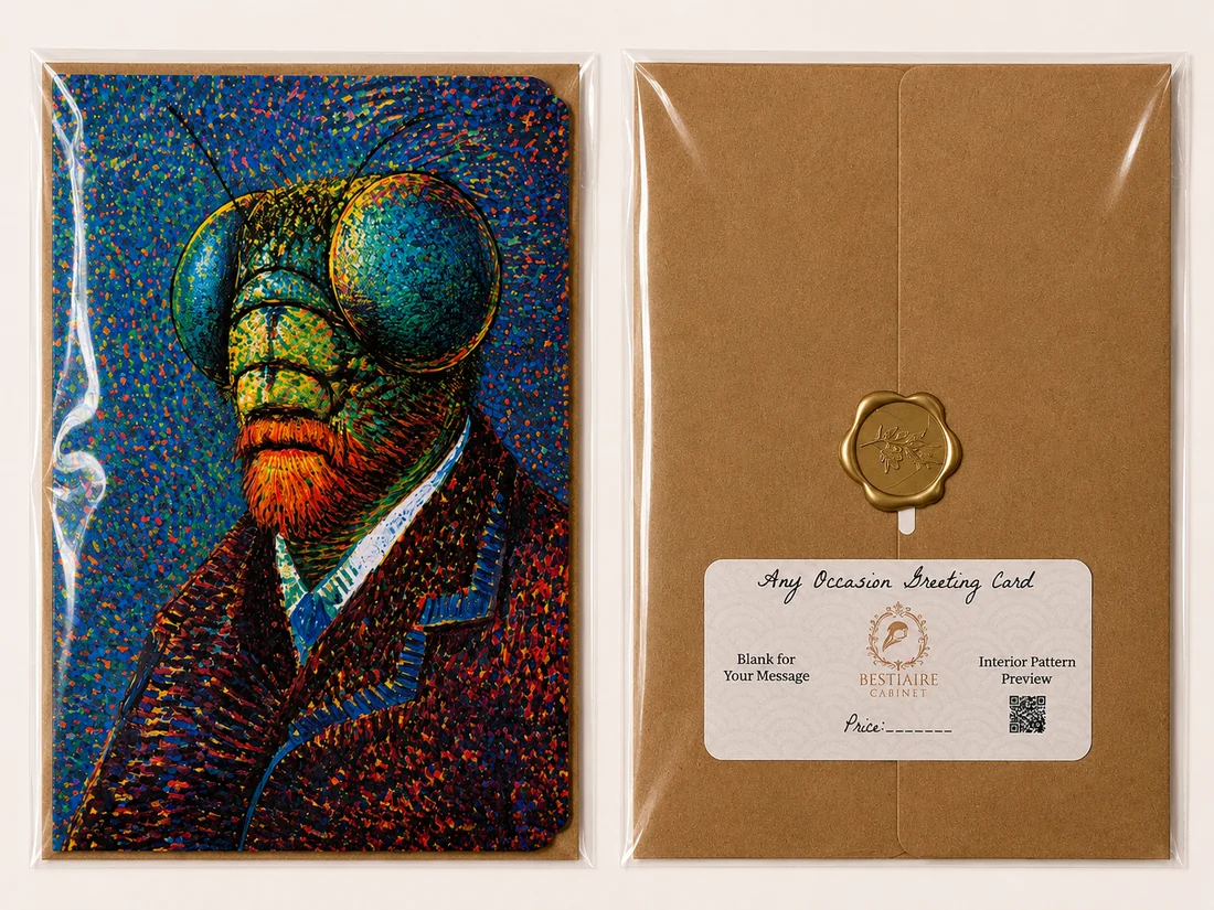 Van Gogh inspired fly greeting card