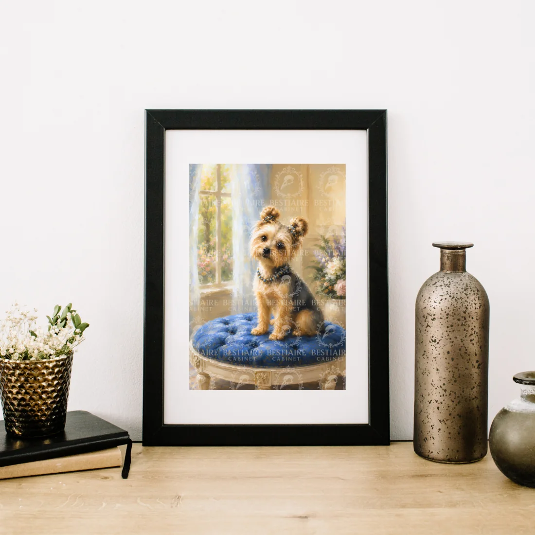 Framed Yorkie portrait