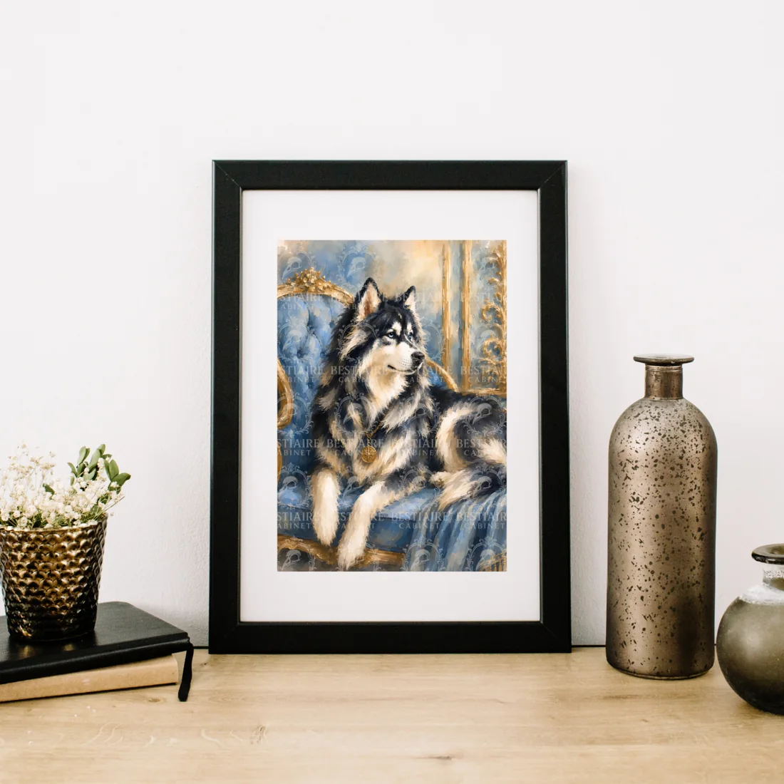 Bestiaire Cabinet framed husky artwork